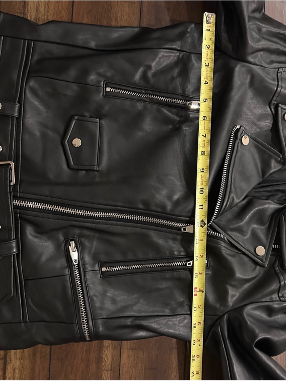 Grey Lab Anthropologie Faux Leather Biker Jacket Black Size Small - Picture 8 of 10